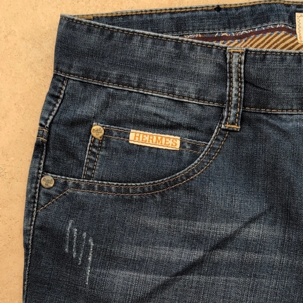 Hermes Men's Blue Denim Jean Shorts - Size 33 - Picture 2 of 11